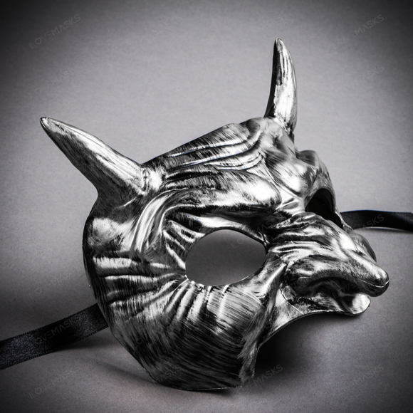 Goblin Devil Short Horn Eyes Mask - Black Silver - Picture 4 of 4